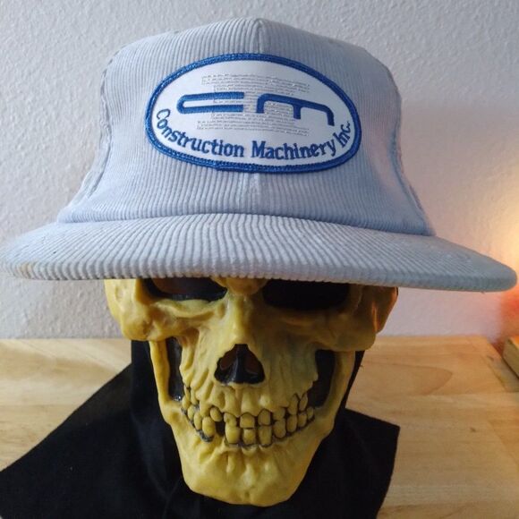 Deadstock Vintage Construction Machinery Patch Corduroy Snap Back Hat - Picture 1 of 9